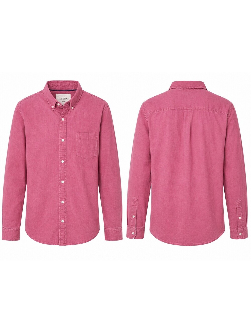 Aeropostale Men's Long Sleeve Button Up Shirt Red 100% Cotton XL Formal